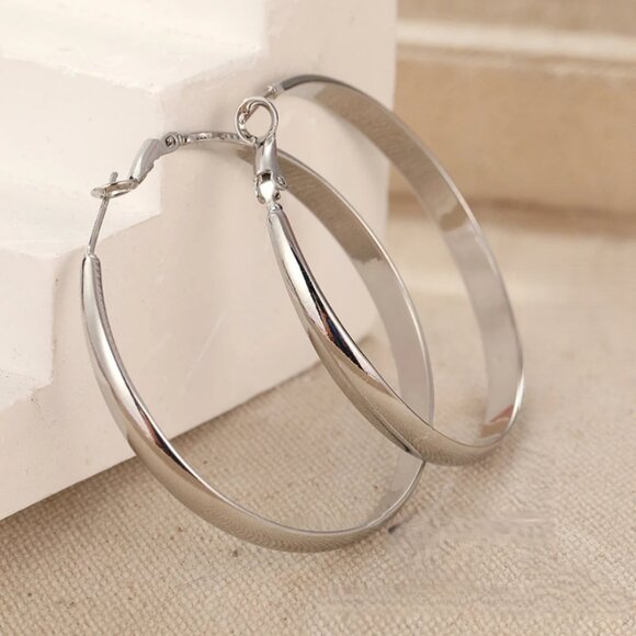 Jewelry - 2" Womens Large Sterling Silver Hoop Earrings Ladies New 2 inch Hoops Jewelry